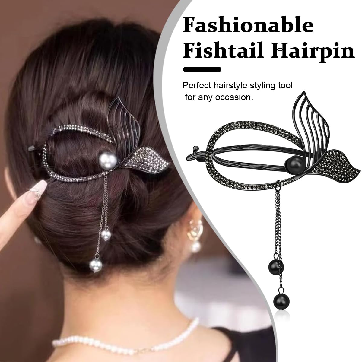 PALAY® Hair Clip, Tassle Mermaid Tail Banana Clips for Women, Alloy Hair Bun Accessories Hairstyle Twist Hair Barrette, Elegant Non Slip Jaw Hair Claws for Lady Girls- Black PALAY® Hair Clip, Tassle Mermaid Tail Banana Clips for Women, Alloy Hair Bun Accessories Hairstyle Twist Hair Barrette, Elegant Non Slip Jaw Hair Claws for Lady Girls- Black